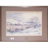 An early Winter Snowfall Watercolour by J H Flack. Signed LR and dated verso.