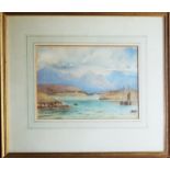 A lovely 19th Century Watercolour of a lake scene signed indistinctly LL.