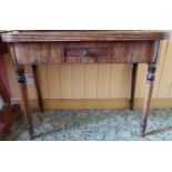 A Regency Mahogany Fold Over Tea Table with single drawer.