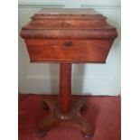 A really good 19th Century Rosewood Teapoy in sarcophagus form on pedestal platform base. 74 H x