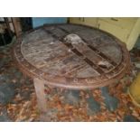 A Decorative Retro Table with a Barrel Top.