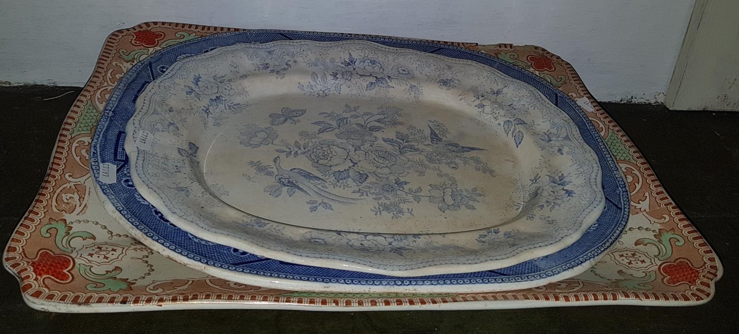 A 19th Century Turkey Plate, two Platters along with a part Teaset. - Image 2 of 4