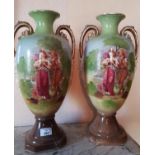 A good pair of transfer decorated urn shaped Vases.
