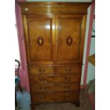 A really good Inlaid Gentleman's Wardrobe/Cupboard with two doors and a bank of drawers. 102 W x 181