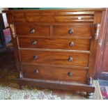 A 19th Century Mahogany Scotch Chest of Drawers with original timber handles H130 x H137 x D57.