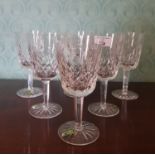 A set of six Waterford Chrystal Lismore Pattern Red Wine Glasses.