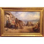 Samuel Edmonston 1825-1906. An Oil on Panel. The Fishermans return. Signed and dated 8th September