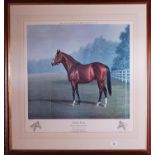 A large limited edition coloured Print of Northern Dancer by Richard Stone Reeves.