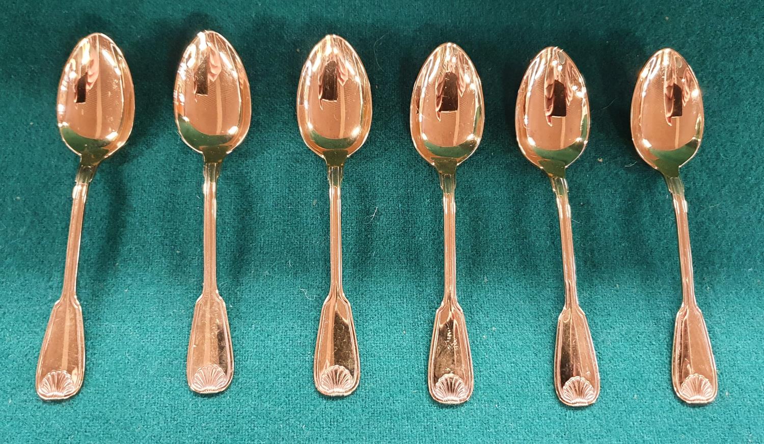 A good set of six gold plated continental silver Tea Spoons.