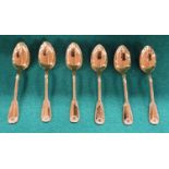 A good set of six gold plated continental silver Tea Spoons.