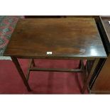 A late 19th Century Mahogany Table with stretcher base. Approx H73 x W71 x D46 cms.