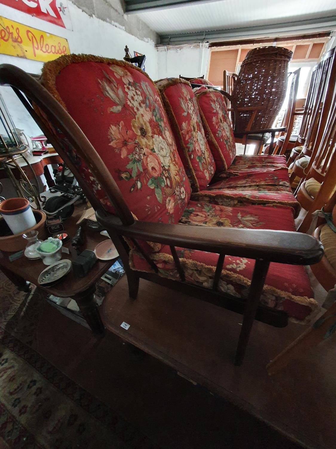 An Ercol style Three Piece Suite consisting of a three seater couch an armchair and a rocking chair. - Image 2 of 2