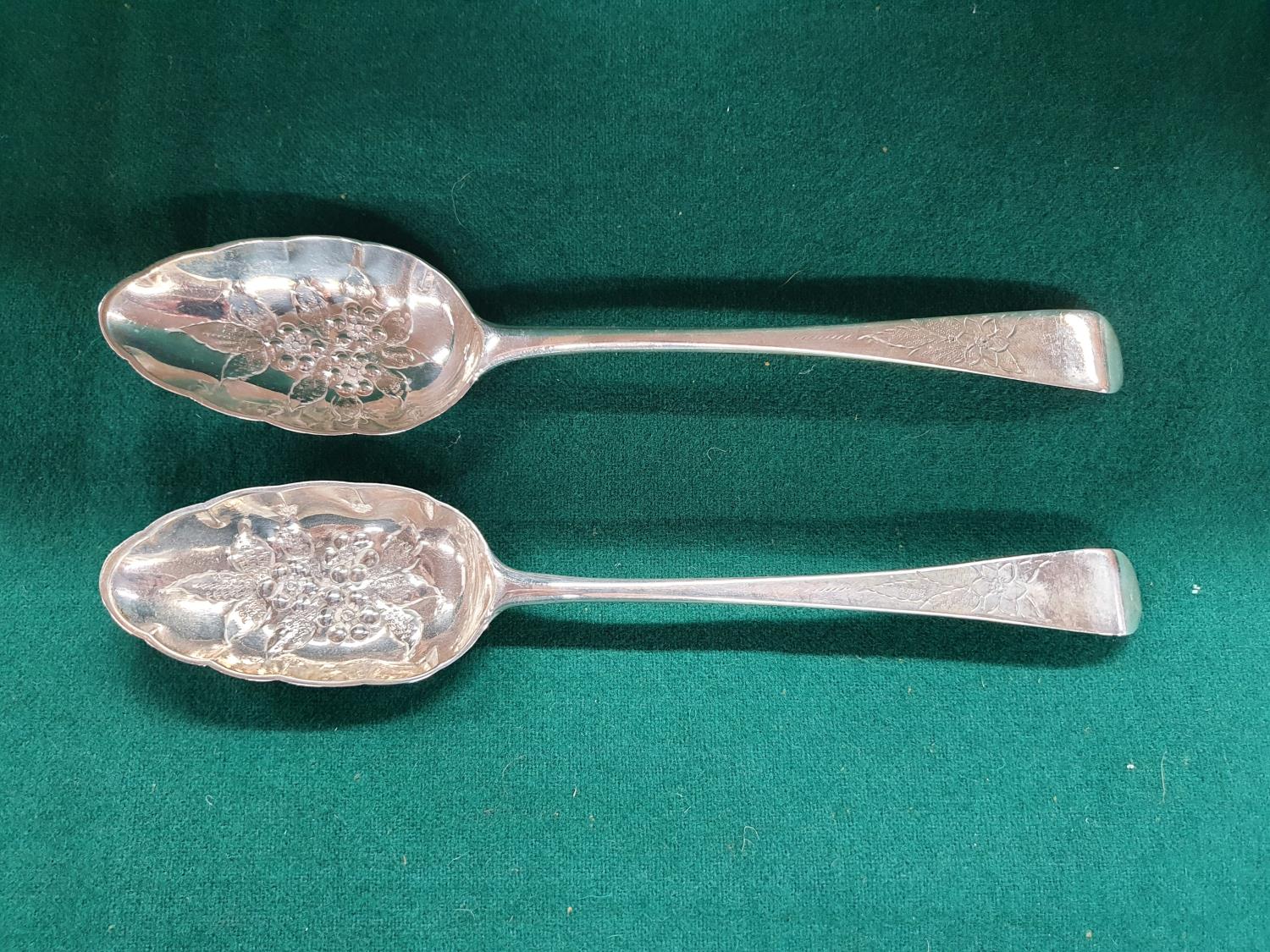 Two Georgian London silver Berry Spoons, 1794 & 1815.