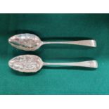 Two Georgian London silver Berry Spoons, 1794 & 1815.