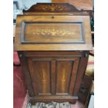 A late 19th Century Walnut Inlaid Miniature Bureau.