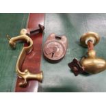 A good heavy Brass Door Knocker, a brass knob along with a vintage Chubb of London lock and key.