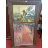 An early 20th Century Mirror with painted upper panel.