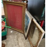 A 19th Century Gilt Notice Board along with picture items.