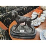 A Bronze Figure of a dog on a plinth base. H26cm.