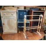 A 19th Century Stripped Pine single door Cabinet along with other items.