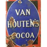 A Vintage Van Houten's Cocoa Enamel Sign.