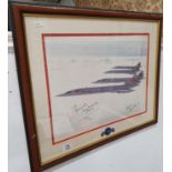 A signed Coloured Print 'Concord Tribute' 1976-2003. Signed by Chief Concord Pilot Mike Bannister
