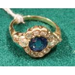 A really good late Victorian Sapphire and Diamond cluster Ring set in gold. Approx Diamond weight