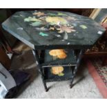 A late 19th Century Decoupage Table. 60 L x 60 W x 65 H cm.