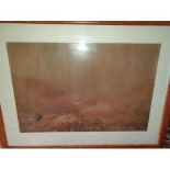 A 19th Century, possibly earlier, Watercolour of a Country scene in a Birds Eye Maple frame. 23 x 30