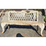 A 19th Century Cast Iron Bench with horse shoe decoration.