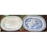 Two 19th Century Blue and White Meat Platters.