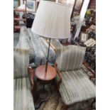 An adjustable 20th Century Brass Standard Lamp with table.