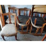 A set of six Victorian Oak Dining Chairs along with a tub armchair.