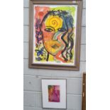 A large Abstract Watercolour on Paper by T.C. Murphy along with a Photographic Mixed Media