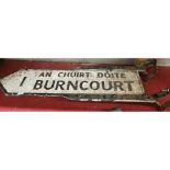 A Vintage cast Iron finger board Road Sign 'An Chuirt Doite Burncourt 1 mile'.