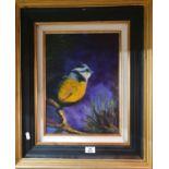 An Oil on Canvas of a Bullfinch well framed. Signed Murt O'Brien verso 2004. 28 x 38 cms.