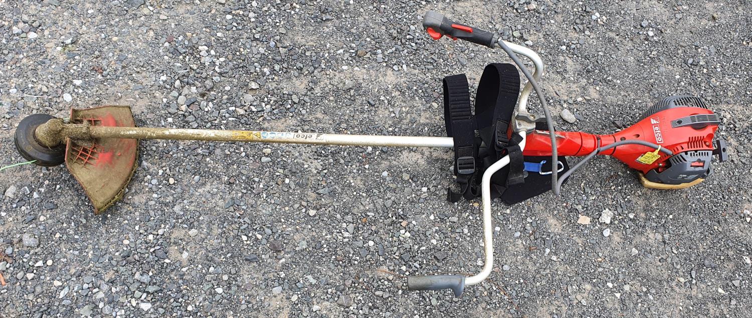 An Efco Strimmer with back strap.