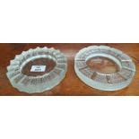 R Lalique and Lalique Crystal Ashtrays. One signed Lalique France with chip to the rim and the