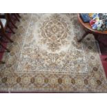 A large multi bordered Rug with cream ground. L358cm X W248cm.