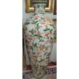 The Property of the 5 star London Hotel. A very large Hand Painted Urn with foliage, bird and privet