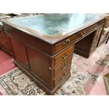 A really fine Mahogany Pedestal Desk with a green leather insert. 152 x 92 x 76 cms H.