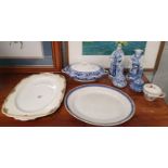 A quantity of Blue and White Items along with a lovely platter and another.