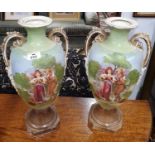 A good pair of transfer decorated urn shaped Vases.