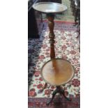 A 19th Century Torchere 89 cms H along with a wine table.