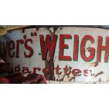 A very large Vintage Enamel 'Players Weights' Cigarette Sign (with faults).
