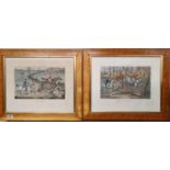 Two 19th Century Coloured Hunting Prints. 38 x 28 cms.