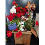A box of Faux Flowers.