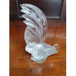 A Lalique Crystal Rooster Car Mascot. Signed Lalique France.