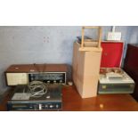 A Vintage Radio, 'His Masters Voice' Vintage Tape Recorder and other items to include a vintage amp.