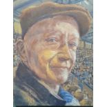 An Oil on Canvas of Charlie Hall at Stamford Bridge by Tom Young. Signed LL. 40 x 50 cms.